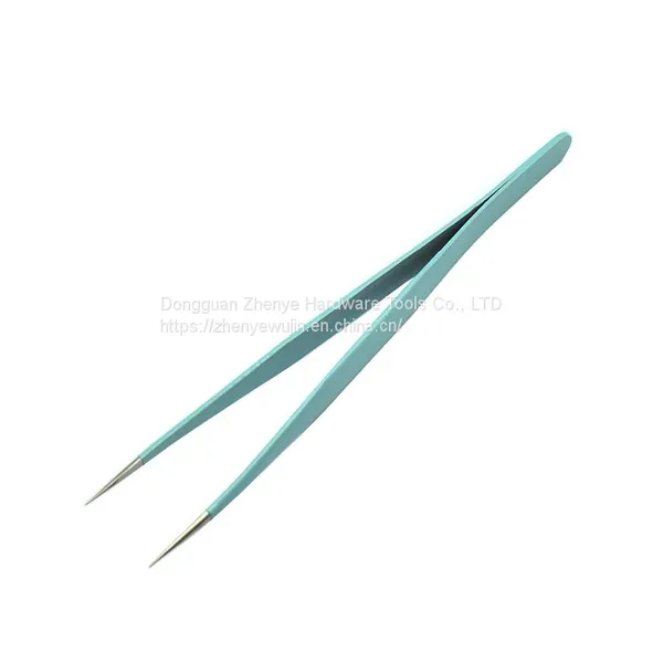 Colorful Makeup Eyelash Tweezers High-quality Stainless Steel Acid and Alkali Resistant Blue Straight Head Tweezers Sticker photo-4