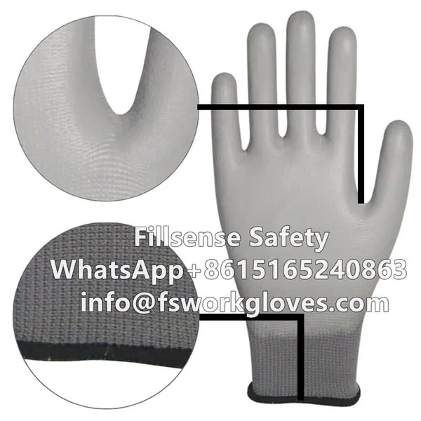 13Gauge Polyester Liner Polyurethane / PU Coated Work Gloves (White-White) EN388 3131X photo-4