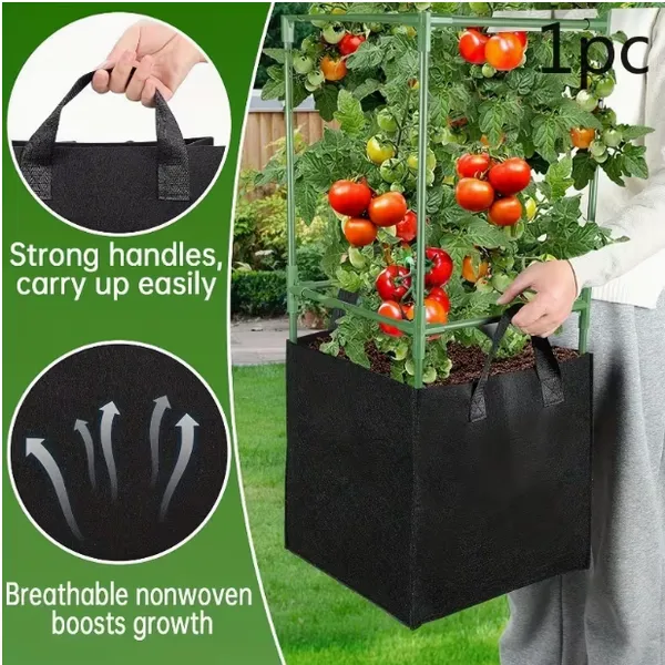 Heavy Duty Square Plant Grow Bags Breathable Fabric Pots for Nursery photo-2