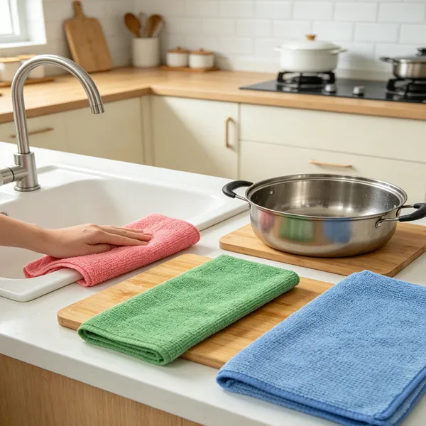 Microfiber Kitchen Dishcloths Set, Super Absorbent and Lint-Free Cleaning Towels for Counters, Pots, and Sinks