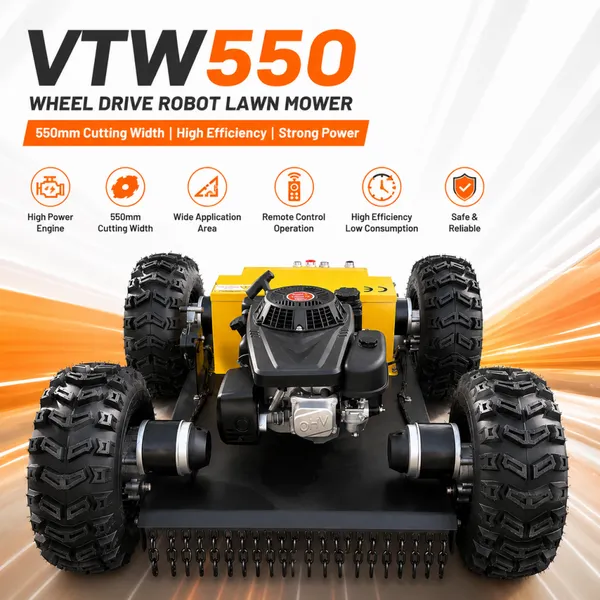 Пятисотпятидесятимиллиметровый робот - газонокосилка Wheel drive Vigorun VTW550 с плоским стрижением и высокой скоростью для частных садов, огородов и футбольных полей
