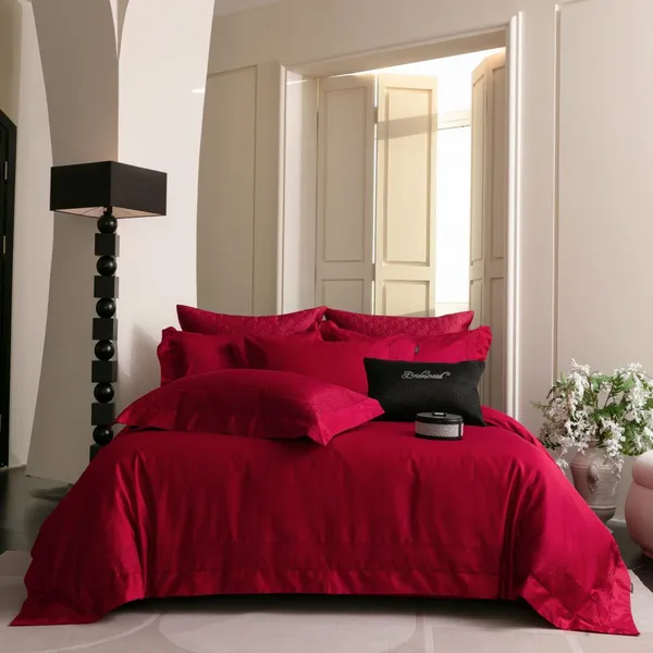 Dark Gray Woven Egyptian Cotton 4Pcs Bedding Set, Luxury Hotel Style Soft Smooth Duvet Cover & Pillow Cases