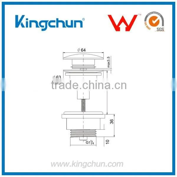 Watermark Western Style Basin Waste Wash Drain Pop up Chrome Plated With Overflow (K316-D) photo-2