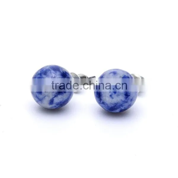 Round Shape Opal Natural Stone Stud Earrings SMJ0159 photo-2