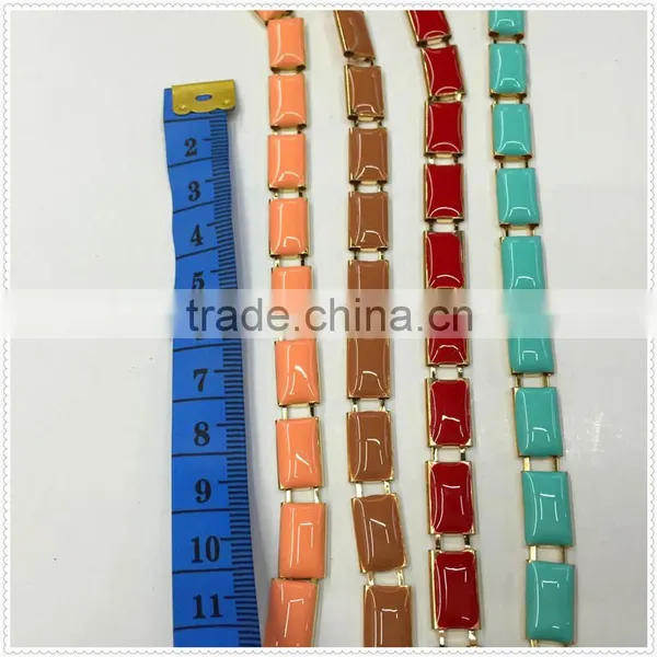 Colorful Square Chain With Drops of Oil for Clothes Necklace.