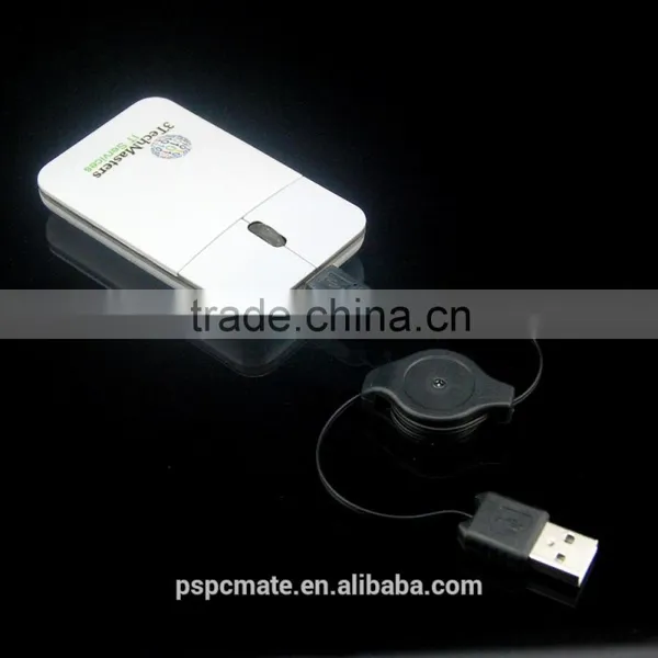 Custom Pocket Mouse Portable Laptop Retractable Slim Flat Pocket Mouse With Light up Logo PS-M0077A for Promotion photo-3