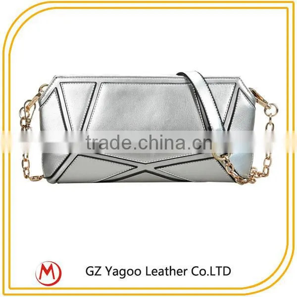 Casual Patchwork Handbag Clutch Lady Bag With Metal Strap photo-3