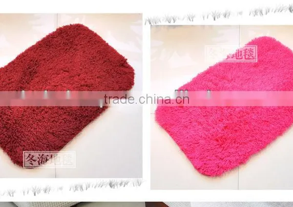 Microfiber Soft Shaggy Floor Red Color With Pvc Anti-slip Backing