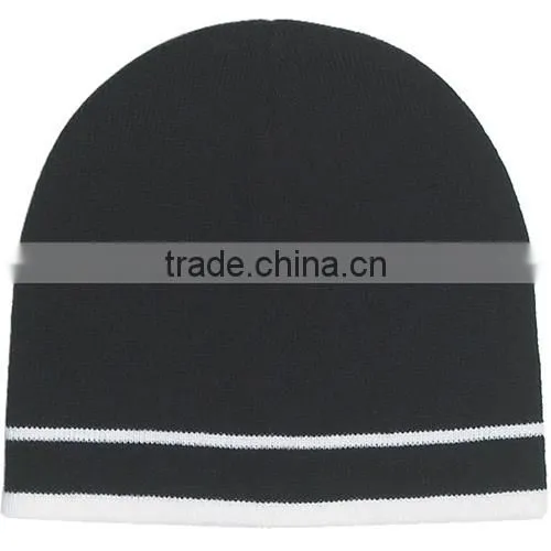 Customizable Men's Knit Beanie With Double Stripes photo-6