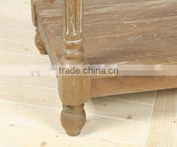 French Style Vintage Oak Wood Side Table photo-4