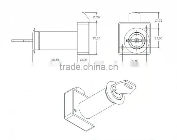Brass Key Zince Alloy Furniture Office Drawer Lock photo-5