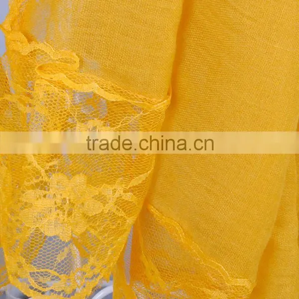 Fashionable Pure Color Big Lace Women Scarf Voile Scarves 180*100 Pashmina photo-2
