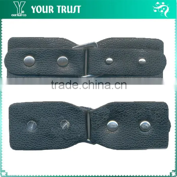 Black Leather Gunmetal Alloy Metal Buckle Coat Leather Toggle Buttons photo-4