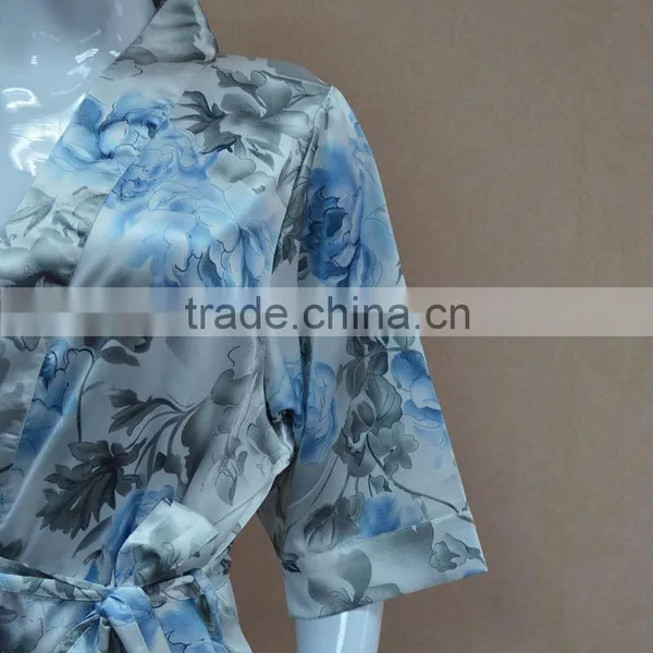 Short Sexy Printing Slik-like Satin Pajamas/ Satin Nightgown photo-2