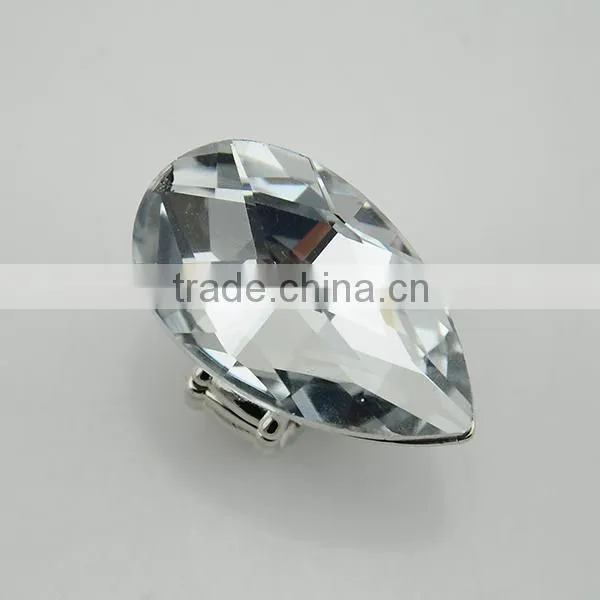 Fashion Wedding Ring Engagement Silver Nail Big Crystal Ring Design photo-2
