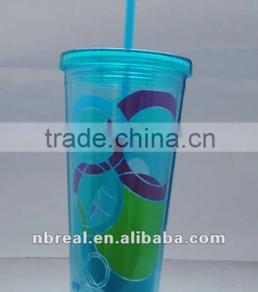 Bpa Free Plastic Mug With Strawing