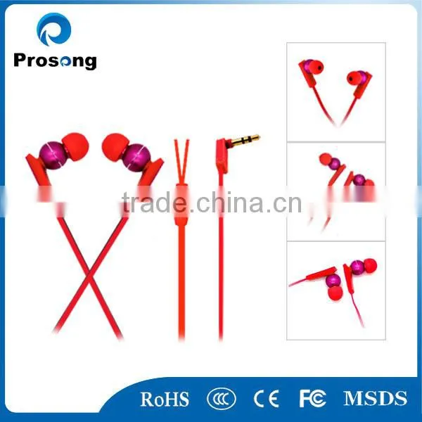 Top Quality Flat Cable Metal Earphone With Mic photo-3