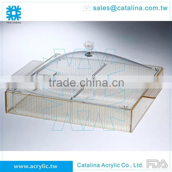 Clear Acrylic 3 Compartment Candy Food Tray photo-4
