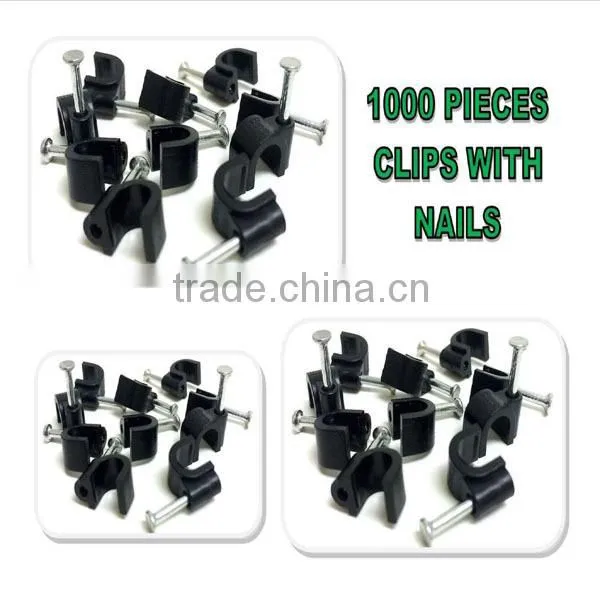 High Quality Full Size PE Material Round White & Black Nail Cable Clip photo-4