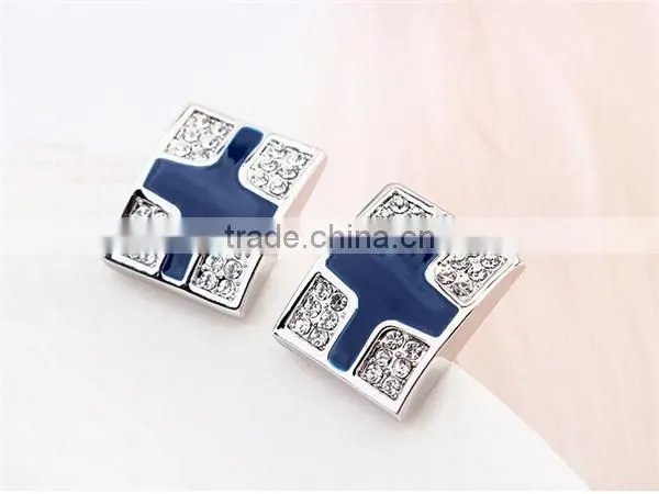 High Polishing Copper Metal Enamel Crystal Cufflinks Jewelry Mens Cross Cuff Links for Men photo-5