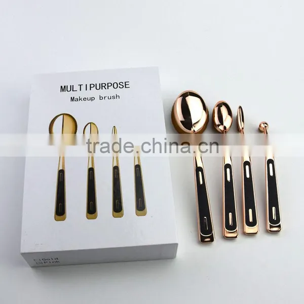 Toothbrush Makeup 4pieces Multi-purpose Rose Gold Oval Make up Brushes Set photo-2