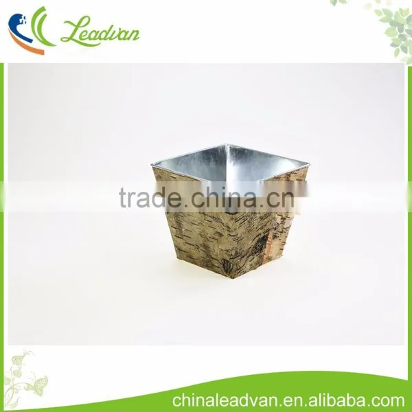 China Promotional Home Garden Deco Fob Guangzhou Natural Small Wooden Flowerpot photo-2