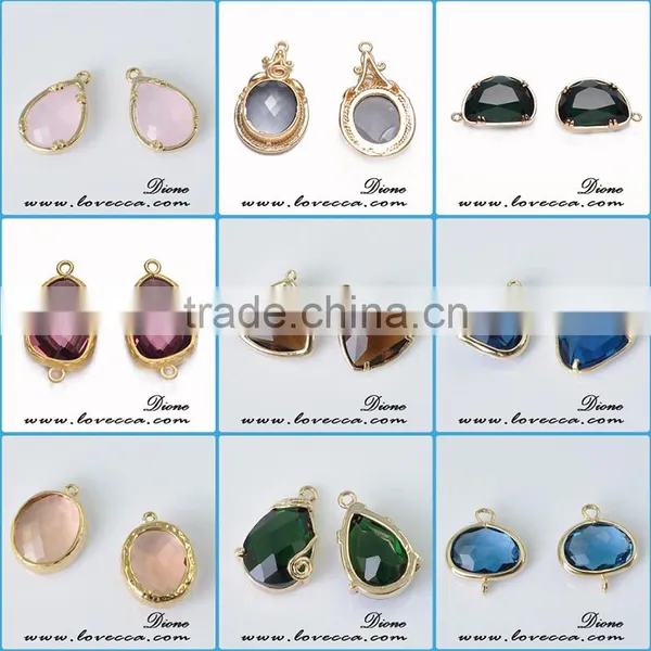 Fashion Jewelry Gold/silver Plated Bezel Stone Natural Various Design Glass Gemstone Bezel Pendant