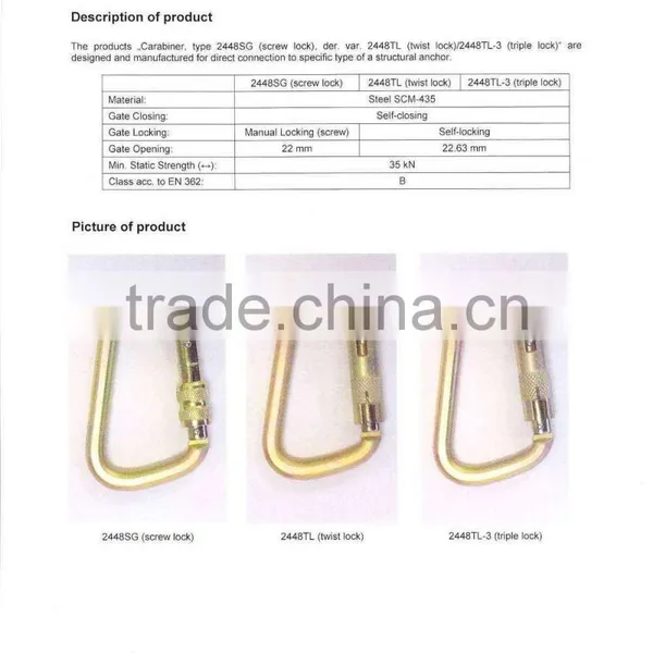 ANSI-2448TL Galvanized Steel Classic D Type Twist Lock ANSI Carabiner photo-3