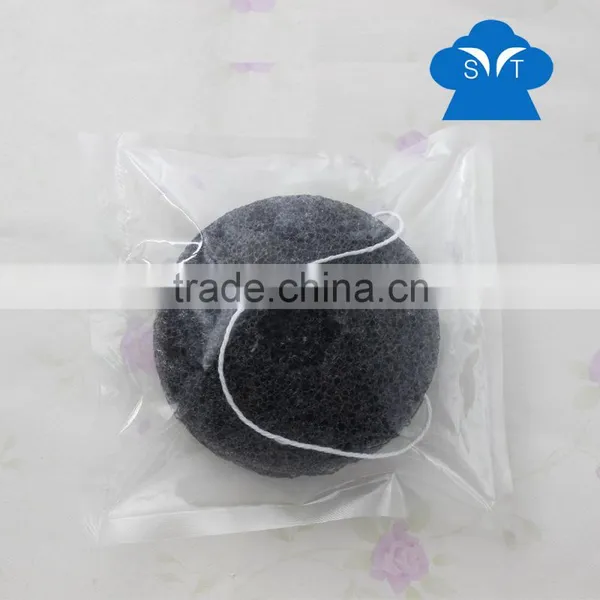 Black Bamboo Charcoal Konjac Sponge Cosmetic Facial Cleansing Sponge photo-4