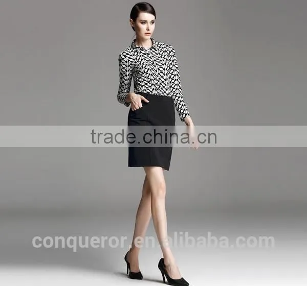 Office Ladies Elegant Fashion Printed Long Sleeve Formal Shirt photo-2