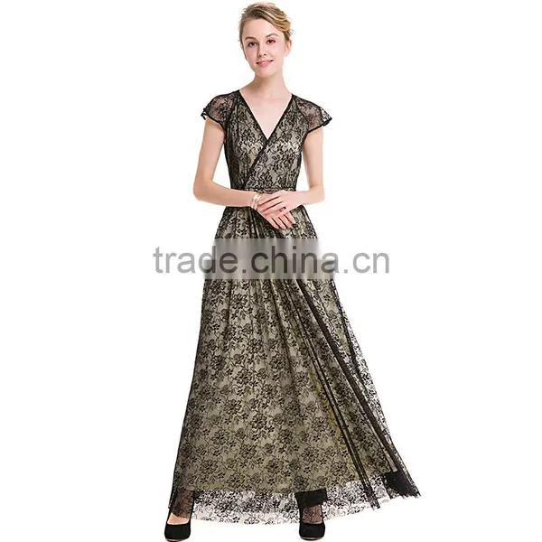 Maxnegio Sexy Black Long Lace Wrap Maxi Evening Dress for Women photo-6