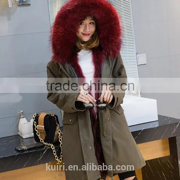 2017 New Style Fox Raccoon Fur Lining Coats Real Fur Parka With Hood Pc-270 photo-2