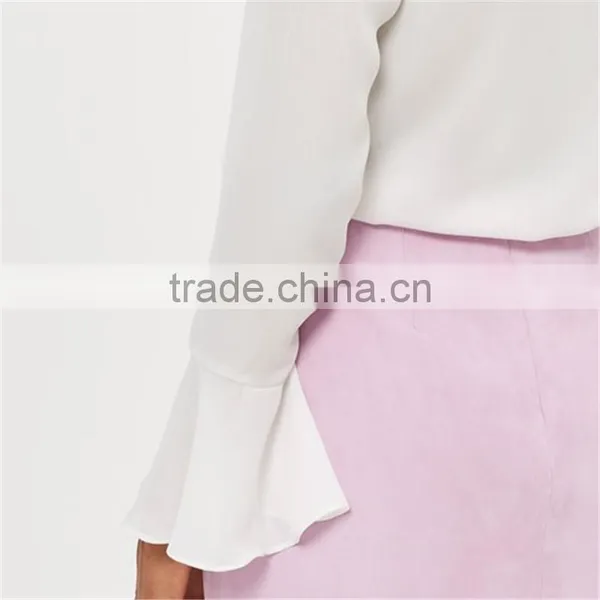 2017 OEM Hot Sale Long Sleeve White Chiffon Shirts for Ladies photo-5