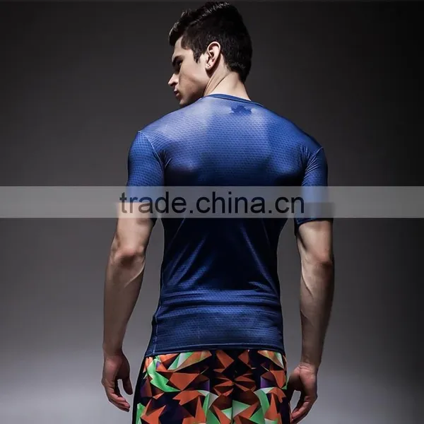 Mens Heat Transfer Printing Quick-dry Gym Shirt Men Fitness Wear photo-4
