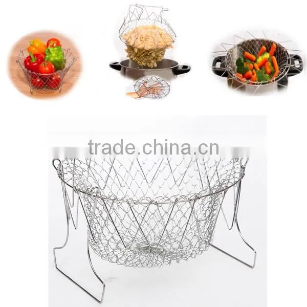2016 New Arrival Hot Sale Foldable Steam Rinse Strain Fry Chef Basket Strainer Net Kitchen Cooking Too photo-4