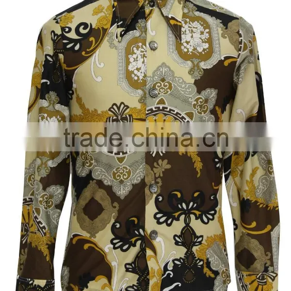 Fancy Retro Designs Long Sleeves Shirts Casual Floral Prints Dancing Cowboy Shirts Button Downed Custom Labelled Hawaiin Shirts