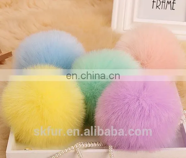 Handmade Colorful Fake Fur Pom Poms Keychain photo-6