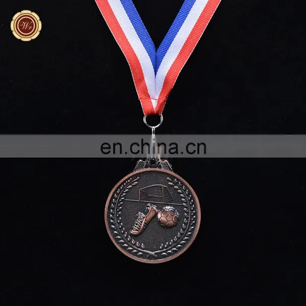 Wr New Product Bronze Plated Metal Medal Custom Soccer Medal With Ribbon for Wholesale photo-2