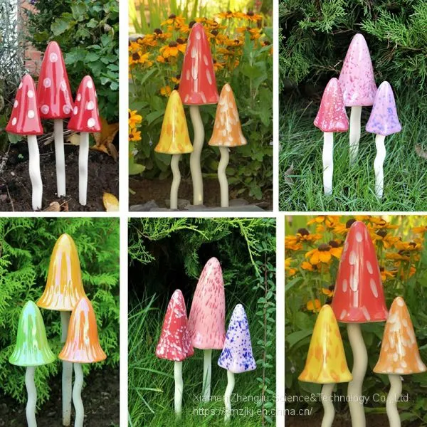 Christmas Outdoor Garden Ceramic Mushroom Wind Chime European Decorative Resin Household Articles Handicraft Plug-in