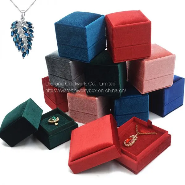 Professional Customization Square Jewelry Packaging Velvet Red Romantic Wedding Ring Box photo-2
