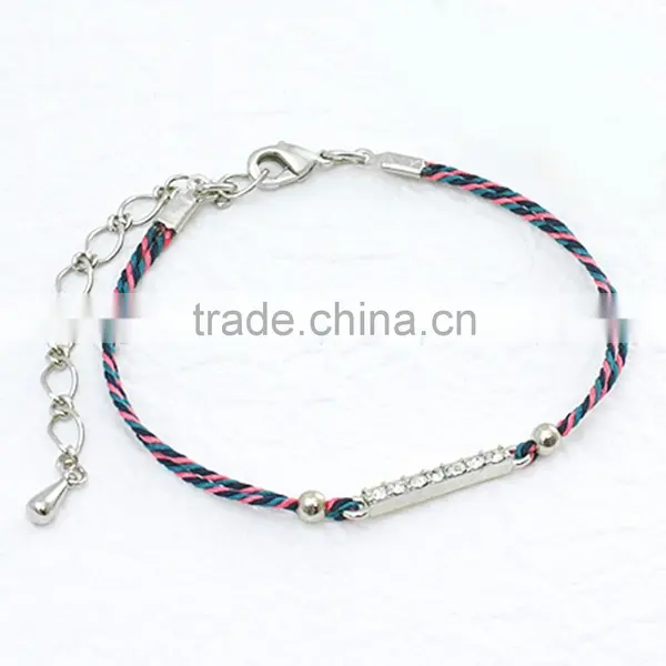Handmade Purple Wax Cord Woven Bracelet With Diamond Key Charm Bracelet for Girls photo-5