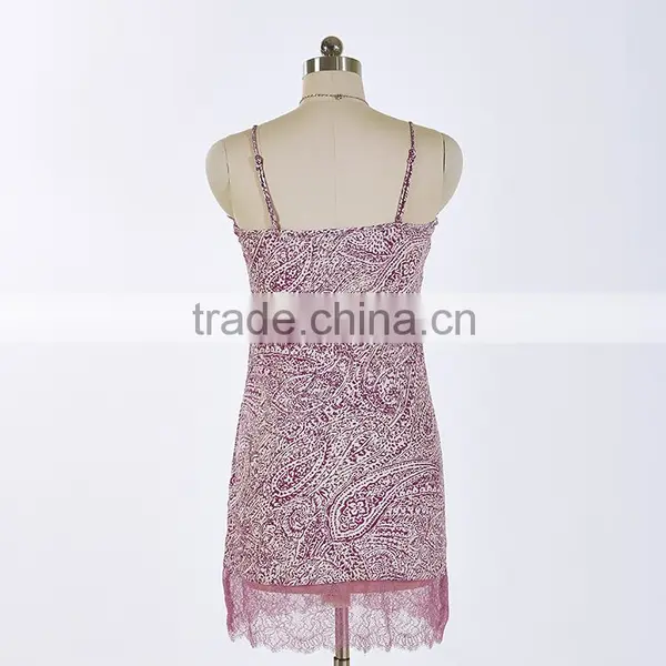 100% Poly Woven Ladies Print Camisole With Lace photo-2