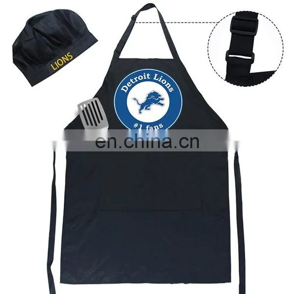 Adjustable Polyester Cotton Kitchen Apron Set With Hats And Pockets Waterproof Chef Apron in Home Kitchen With Custom Logo photo-2