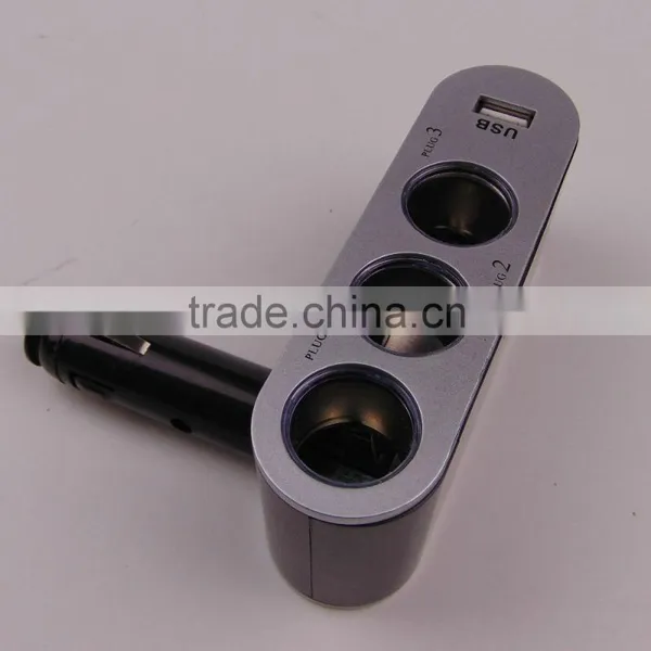 Car 3 Ways Cigarette Lighter Socket With USB photo-3