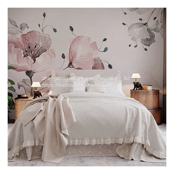 Hot Selling Pink Color Big Flower 3d Decorative Wall Mural For Bedroom Decorative Dropshipping photo-4