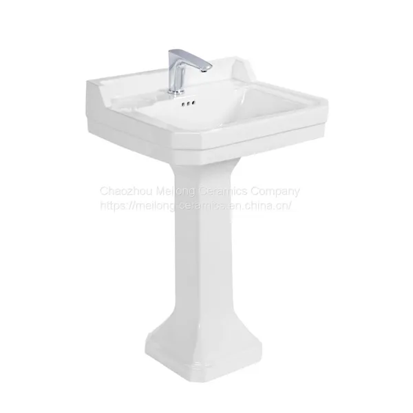CUPC Bathroom 30 Inches 77cm Rectangle Ceramic Pedestal Sink With Backsplash