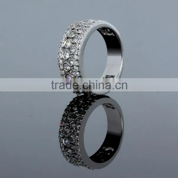 Grand Luxury Clear Zircon Crystals Gold Platinum Jewlery Ring Wedding Band photo-3