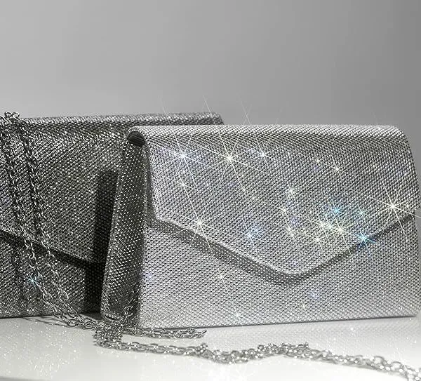 Women Sparkly Evening Bag Glitter Rhinestone Clutch Purse for Party Prom Wedding