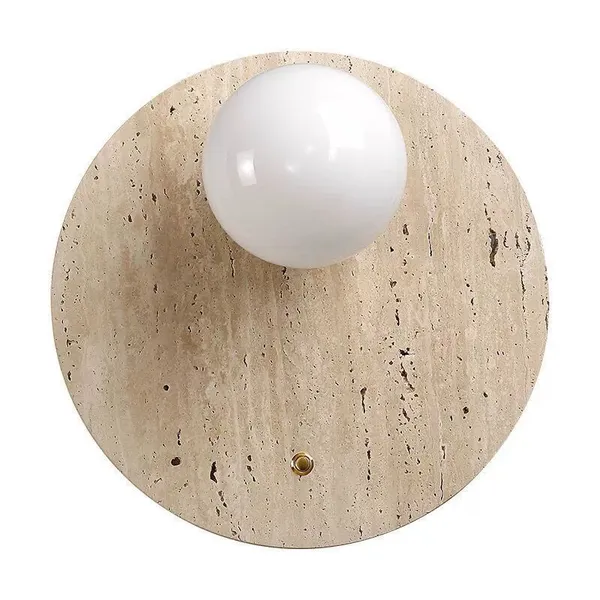 Travertine Wall Light With Glass Ball – Round/Oblong photo-5