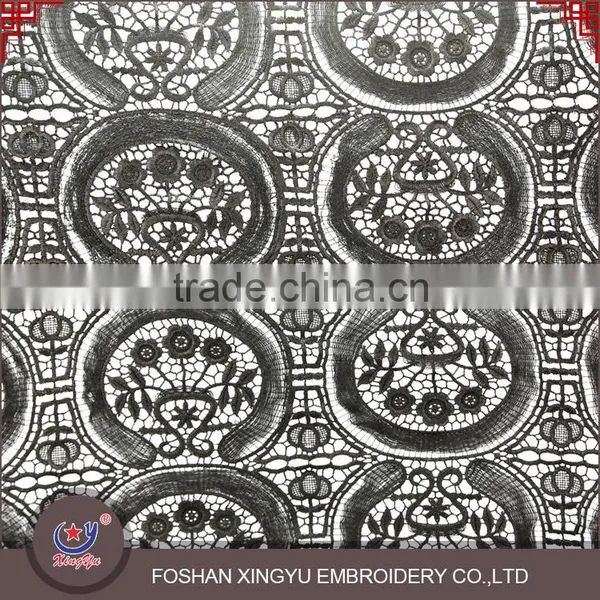Factory Direct Supply Hot Selling Semi-circle Flowers Embroidery Patterns Guipure Embroidery Lace Fancy Net Fabric photo-2